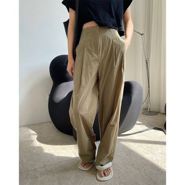 Pantalón Ancho Cómodo de Cintura Alta Estilo Coreano Transpirable y Ligero