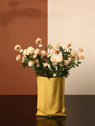 Jarrón Decorativo de Flores Secas con Acabado Plateado Electrochapado - Image 3