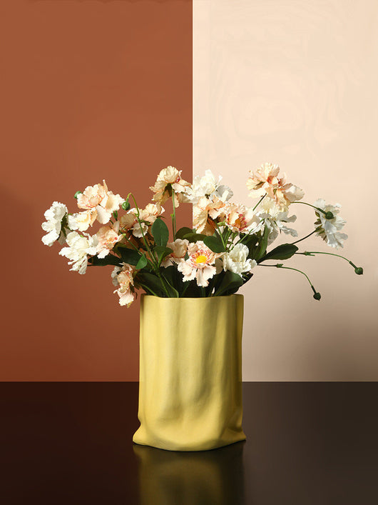 Jarrón Decorativo de Flores Secas con Acabado Plateado Electrochapado - Image 4