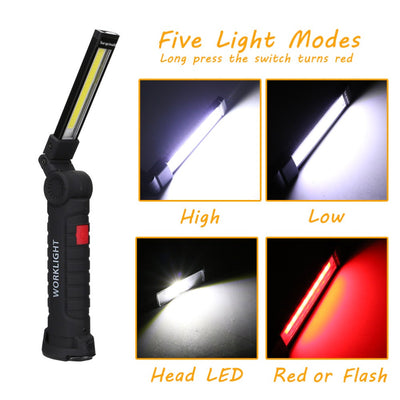 Linterna Táctica LED COB Recargable USB Impermeable con Imán y Gancho - Image 2