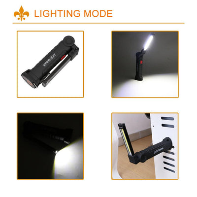 Linterna Táctica LED COB Recargable USB Impermeable con Imán y Gancho - Image 4