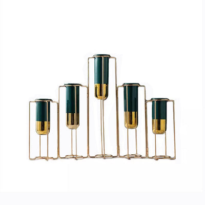 Jarrón Decorativo Nórdico con Tubo de Ensayo de Metal y Cerámica Transparente - Image 6