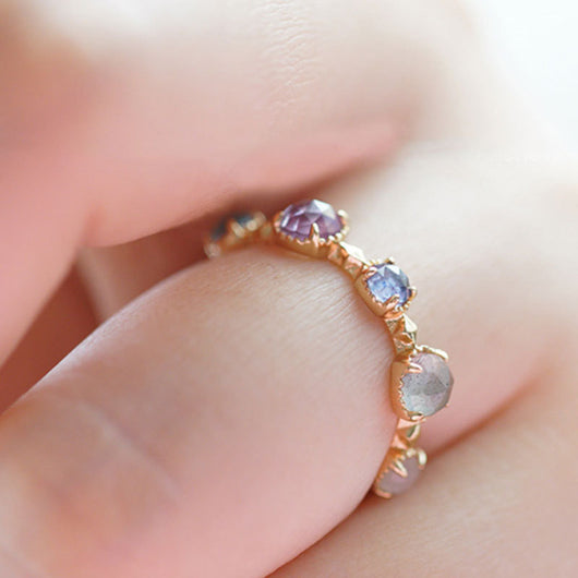 Anillo de Plata S925 con Topacio Lunar, Cordierita y Amatista - Image 9
