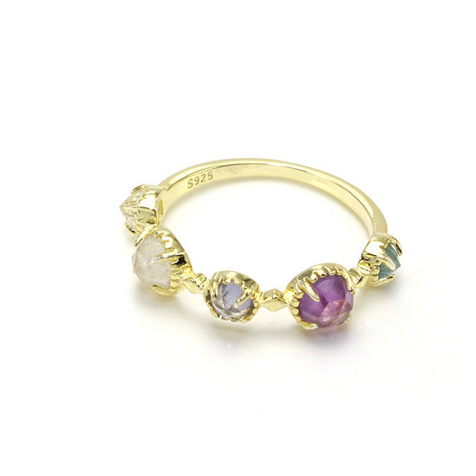 Anillo de Plata S925 con Topacio Lunar, Cordierita y Amatista - Image 4