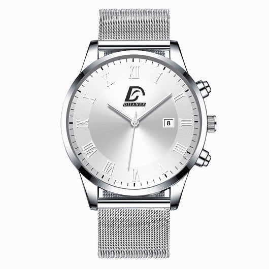 Reloj de Pulsera Hombre Malla Metálica con Calendario - Cuarzo Elegante - Image 7