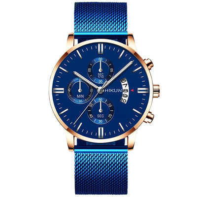 Reloj de Hombre Azul con Correa de Malla - Cuarzo Deportivo - Image 9