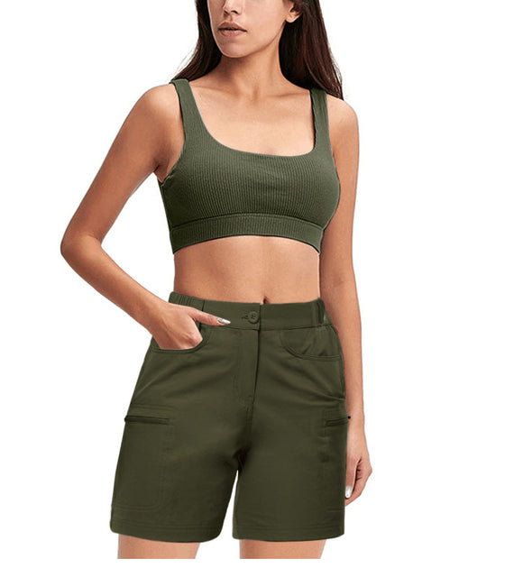 Pantalón de Cintura Elástica con Bolsillos Laterales y Cierre
