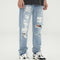 Jeans Retro Vintage Desgastados con Roturas y Bordes Crudos