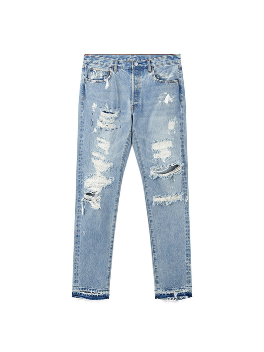 Jeans Retro Vintage Desgastados con Roturas y Bordes Crudos - Image 5