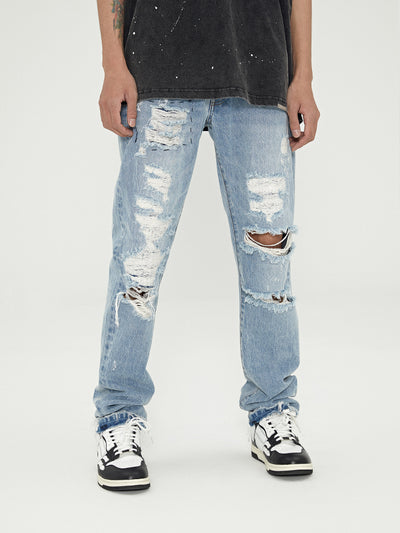 Jeans Retro Vintage Desgastados con Roturas y Bordes Crudos - Image 4