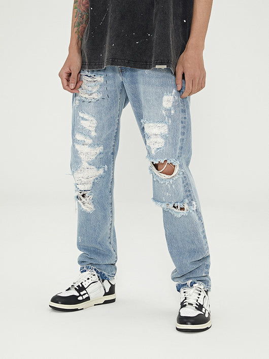 Jeans Retro Vintage Desgastados con Roturas y Bordes Crudos - Image 2