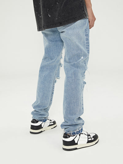 Jeans Retro Vintage Desgastados con Roturas y Bordes Crudos - Image 3