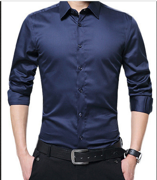 Camisa Slim Fit de Manga Larga Estilo Coreano para Hombre - Image 2