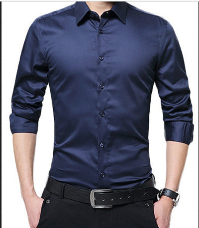 Camisa Slim Fit de Manga Larga Estilo Coreano para Hombre - Image 2