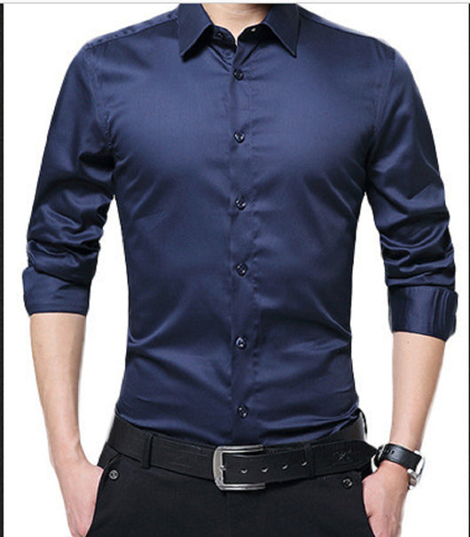 Camisa Slim Fit de Manga Larga Estilo Coreano para Hombre - Image 2