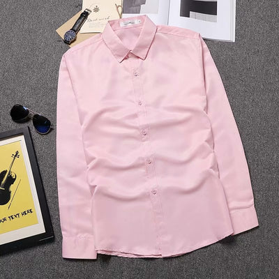 Camisa Slim Fit de Manga Larga Estilo Coreano para Hombre - Image 3