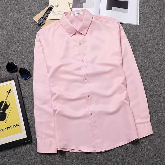 Camisa Slim Fit de Manga Larga Estilo Coreano para Hombre - Image 3