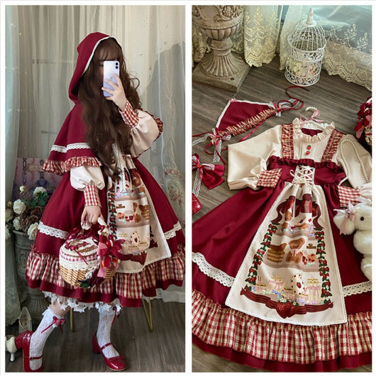 Vestido Infantil Rojo Navidad y Año Nuevo con Capa y Manga Larga - Image 10