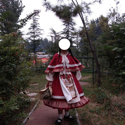 Vestido Infantil Rojo Navidad y Año Nuevo con Capa y Manga Larga - Image 6
