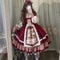 Vestido Infantil Rojo Navidad y Año Nuevo con Capa y Manga Larga