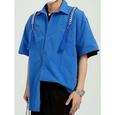 Camisa Manga Corta Diseño Tendencia con Cadena - Estilo Moderno para Hombre