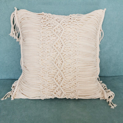 Funda de Cojín Tejida a Mano Marroquí Beige - Image 9
