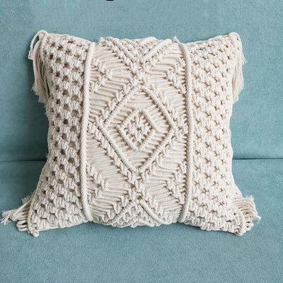 Funda de Cojín Tejida a Mano Marroquí Beige