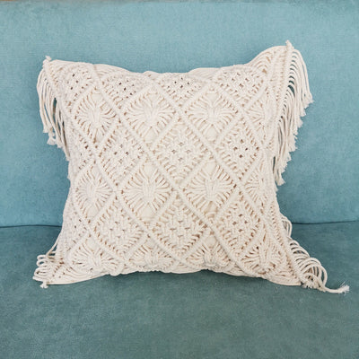 Funda de Cojín Tejida a Mano Marroquí Beige - Image 3