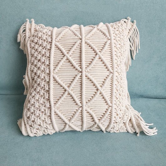 Funda de Cojín Tejida a Mano Marroquí Beige - Image 4