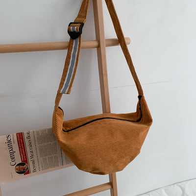 Bolso de Hombro Pana Rayas Reflectantes
