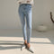 Calça Jeans Skinny Feminina Cintura Alta Ajuste Perfeito Primavera