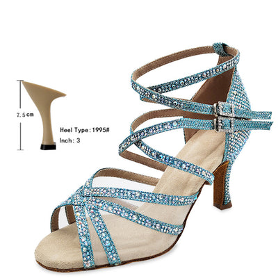 Zapatos de Danza Latina para Mujer con Tacón Alto y Cristales Brillantes - Image 10