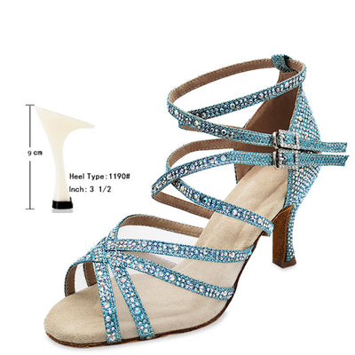 Zapatos de Danza Latina para Mujer con Tacón Alto y Cristales Brillantes - Image 12
