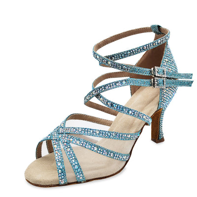 Zapatos de Danza Latina para Mujer con Tacón Alto y Cristales Brillantes - Image 6