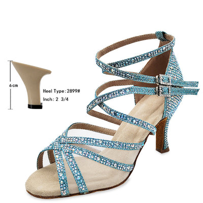 Zapatos de Danza Latina para Mujer con Tacón Alto y Cristales Brillantes - Image 4