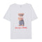 Playera Suelta Estampado Osito Gafas de Sol - Estilo Casual Coreano para Estudiantes