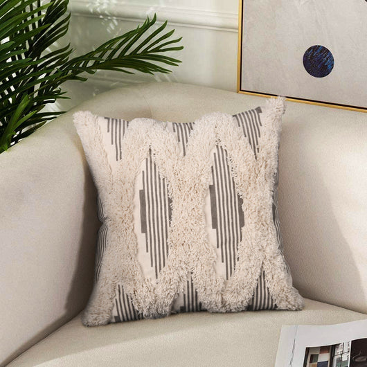 Funda de Cojín Decorativo de Algodón Tejido con Diseño de Rayas Acolchado - Image 10