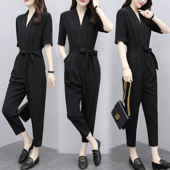 Overol Tipo Jumpsuit de Cintura Alta en Chifón