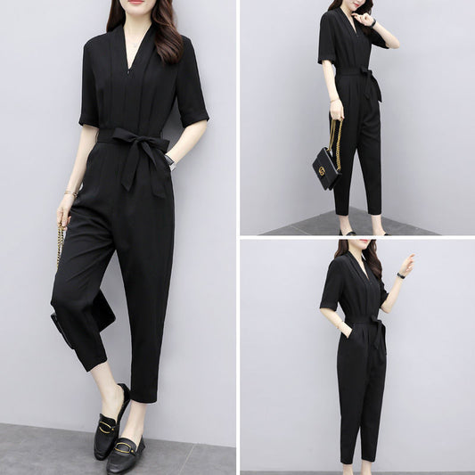 Overol Tipo Jumpsuit de Cintura Alta en Chifón