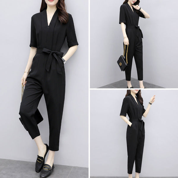 Overol Tipo Jumpsuit de Cintura Alta en Chifón