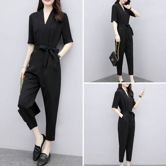 Overol Tipo Jumpsuit de Cintura Alta en Chifón