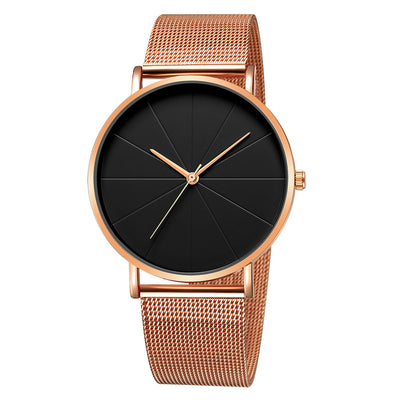 Reloj de Pareja Minimalista con Malla Negra - Diseño Europeo Unisex - Image 4