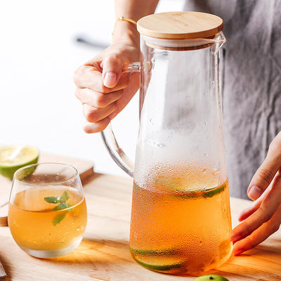 Jarra de Vidrio Transparente Gran Capacidad - Botella Refrescante para Bebidas