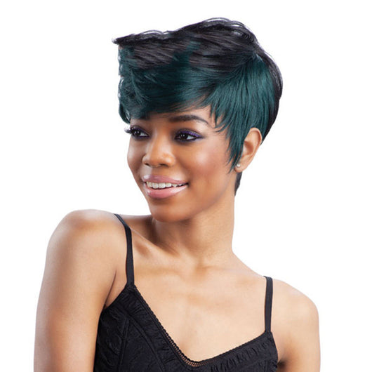 Peluca de Cabello Rizado Corto con Flequillo Diagonal - Estilo Moderno - Image 9