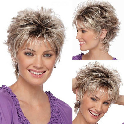Peluca Castaño Dorado Cabello Corto Melange