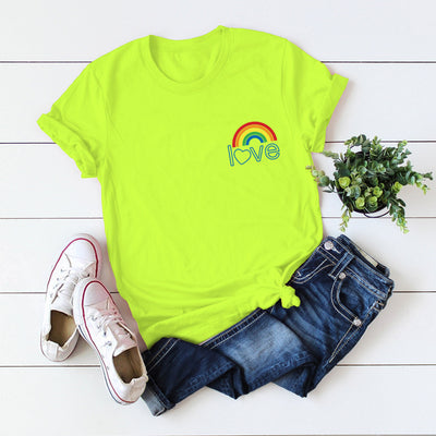 Blusa de Mujer de Algodón Puro con Bolsillo Arcoíris - Camiseta Manga Corta Estilo Europeo - Image 10