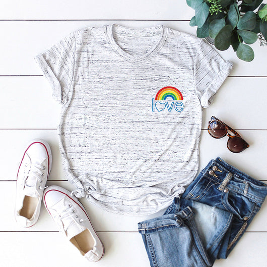 Blusa de Mujer de Algodón Puro con Bolsillo Arcoíris - Camiseta Manga Corta Estilo Europeo - Image 12
