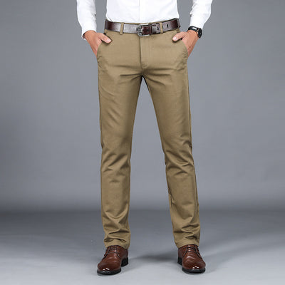Pantalones Casuales Hombre Cuadros Rectos Elásticos Talla Grande - Image 4