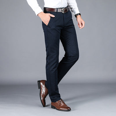 Pantalones Casuales Hombre Cuadros Rectos Elásticos Talla Grande - Image 7