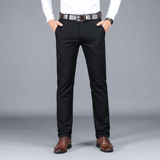 Pantalones Casuales Hombre Cuadros Rectos Elásticos Talla Grande
